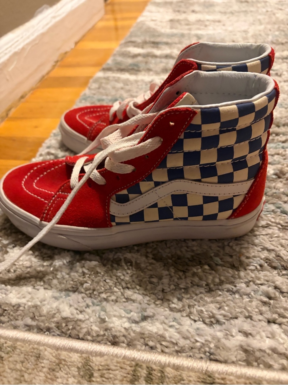 Vans Kids Sk8-Hi Checkerboard High-Top Sneakers - Red/Blue/White